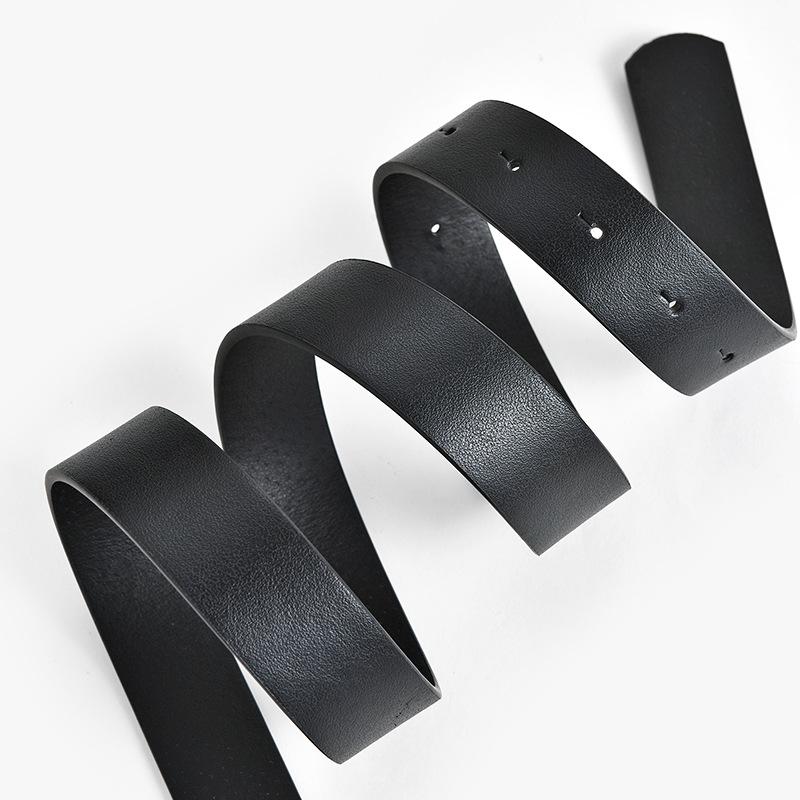 Double Circle Black Buckle Casual Decorative Jeans Belt Women'S Solid Color Thin Belt