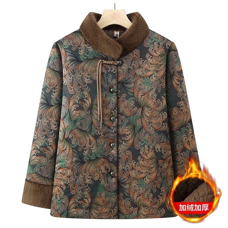 Pack the New Winter Large Size Velvet Thickened Cotton-padded Jacket, Old Lady, Elderly Warm Cotton-padded Jacket
