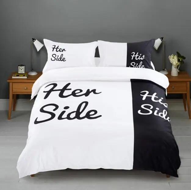 

Черно-белый комплект постельного белья Кот/Собака/Он и Она Пара Постельные принадлежности Наволочка Настраиваемый Набор пододеяльников Покрывало EU single(135x200cm)