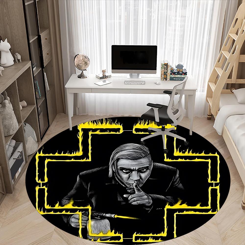 1PC Rammstein Office Round Rug, Non-slip, Soft and Durable Office Rug for Interior Decoration, Perfect for Office,yy250915007