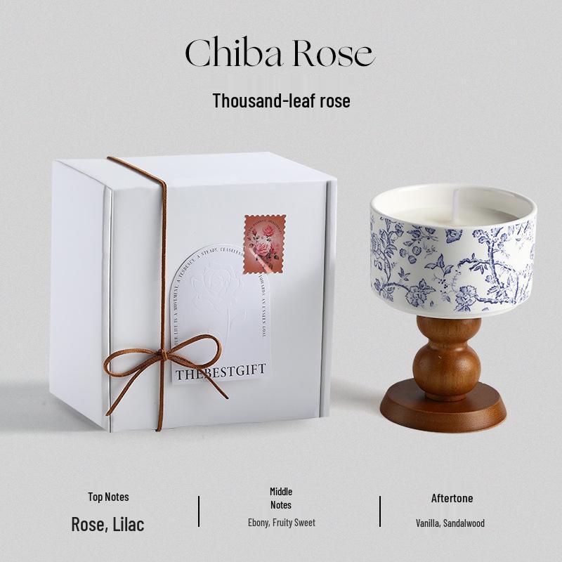 High-End Aromatherapy Candle Set: Solid Wood & Ceramic Gift for Birthdays & Decor.
