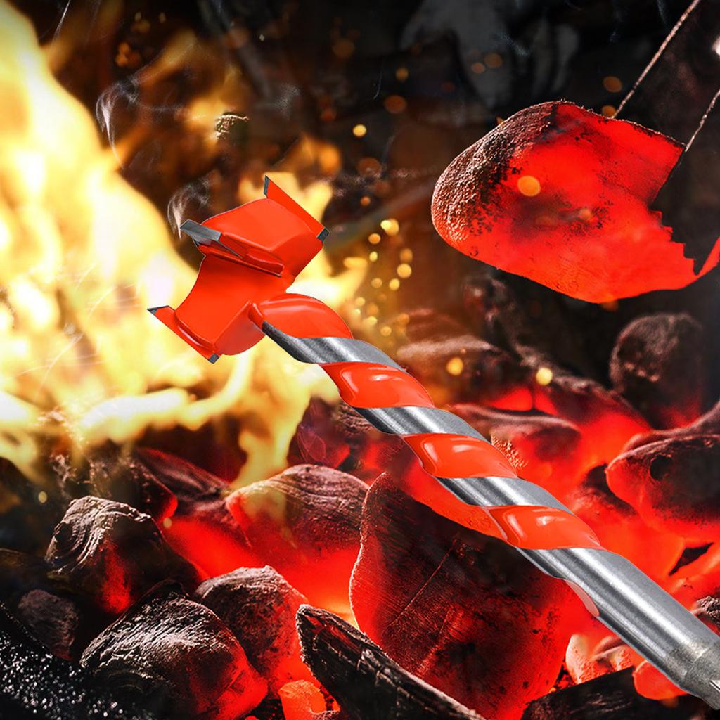 Large Size Drill Bit Boring Woodworking Hole Saw, Carbide Steel Hinge Cutter Tool for Wood Plastic Plywood Black Orange