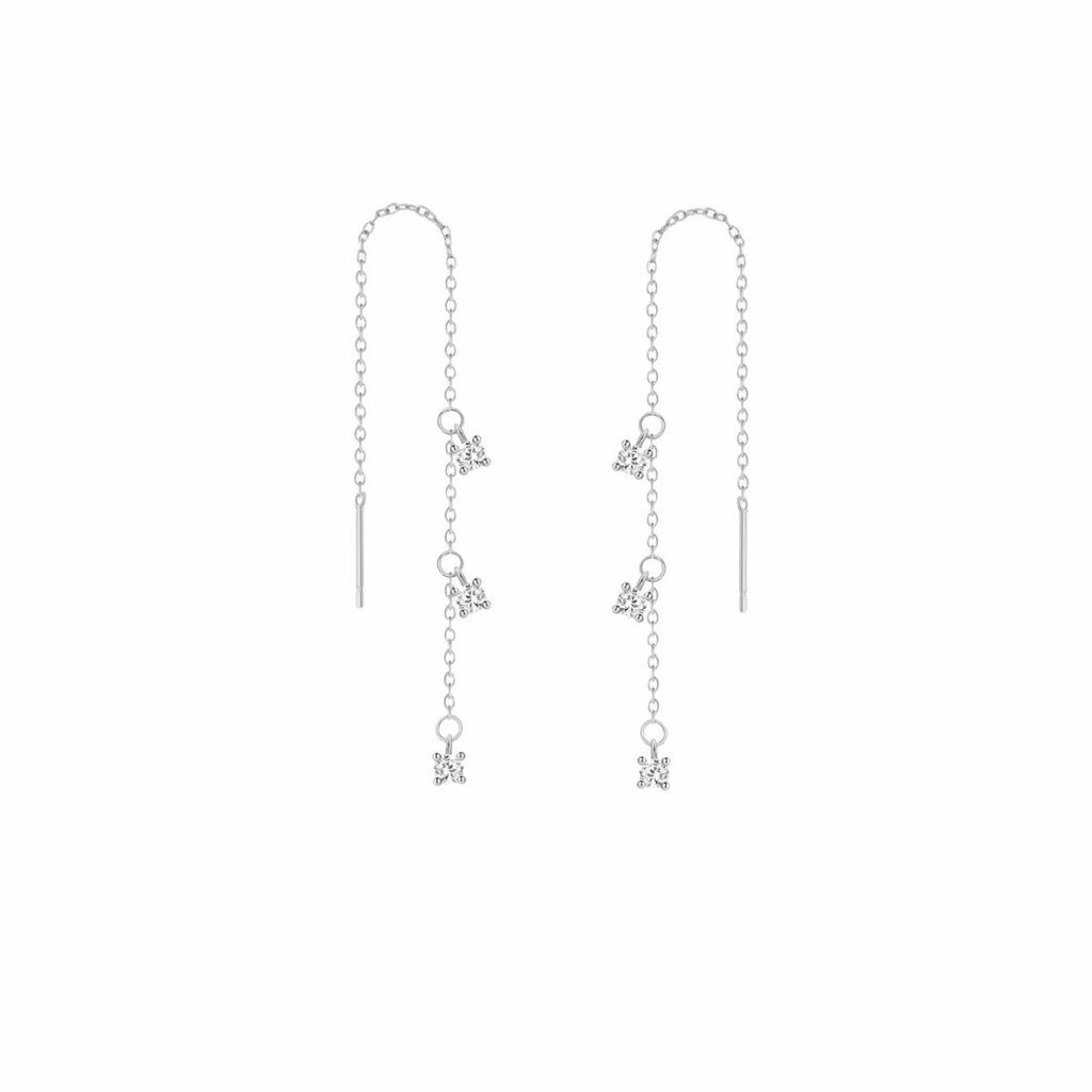 Luxury Gold-Plated Brass Tassel Earrings with Zircon Inlay for Women