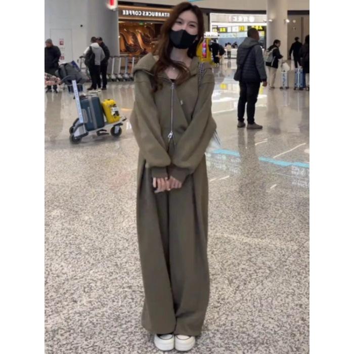 Temperament Fashion Two-piece Spring and Autumn New Hooded Thin Versatile Sports Two-piece Internet Celebrity Suit Women