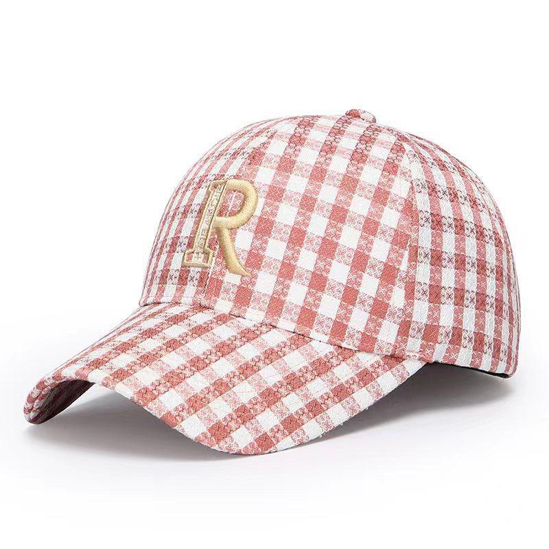 Tide Thickened Plaid Baseball Cap Men S Ladies Plaid Cap Plaid Fashion Hat Adjustable розовый