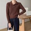 Loose Pullover Retro Sweater Hong Kong Style Women's Autumn and Winter New V-shaped Navy Collar Sweater Women's High-end Sense Versatile