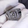 Weiya Luxury Zircon & Silver Diamond Wedding Ring for Men & Women