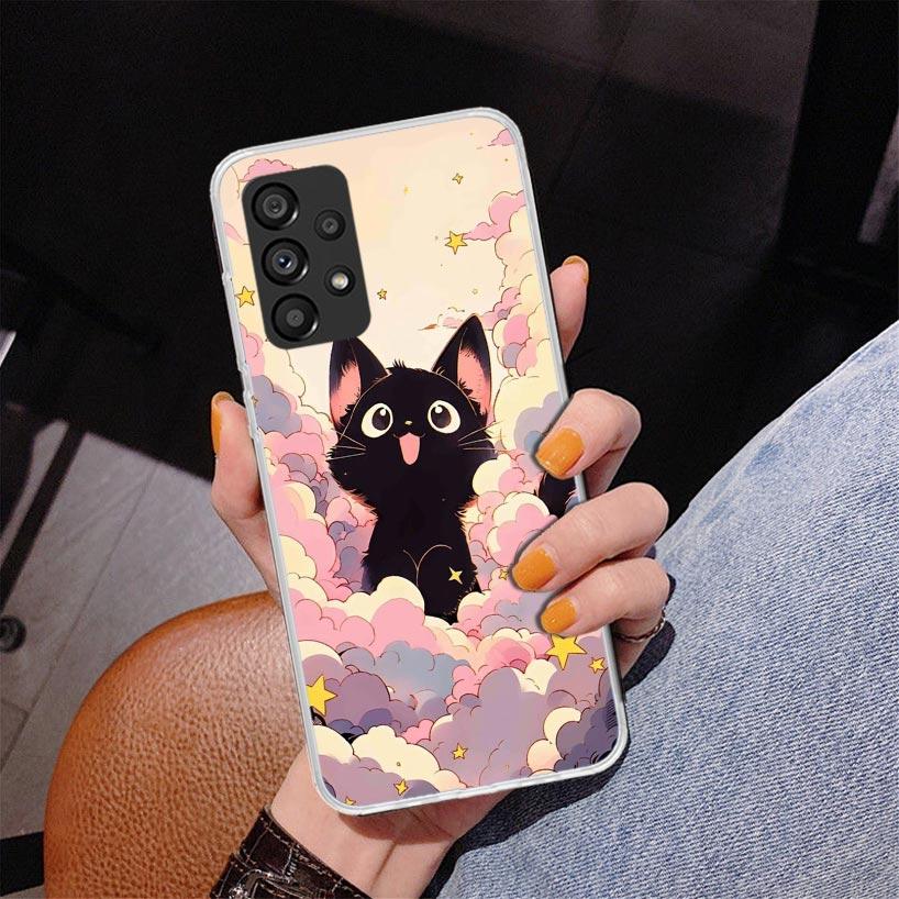 

Anime Cute Black Cat Meow Phone Case For Samsung Galaxy A17 A16 A15 A14 A13 A57 A56 A55 A54 A53 A37 A36 A35 A34 A33 A26 A25 A24 Samsung A56