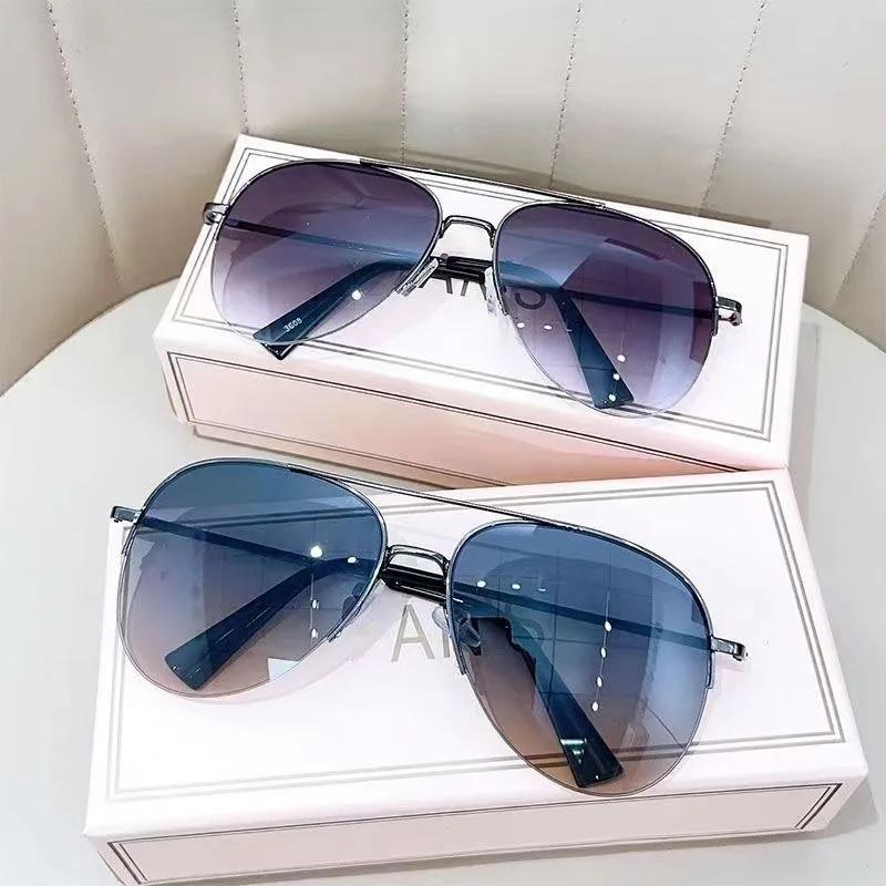 Fashion Gradient Sunglasses for Men Big Frame Pilot UV400 Anti-reflective Brand Design Sun Glasses Homme