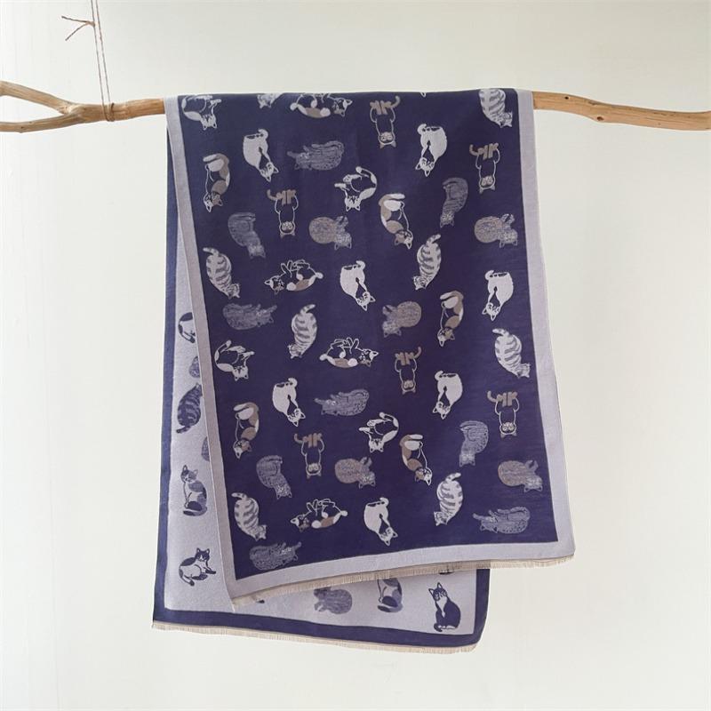 

Winter thick warm scarf new cute sweet kitten imitation cashmere scarf shawl advanced sense 185x65cm фиолетовый