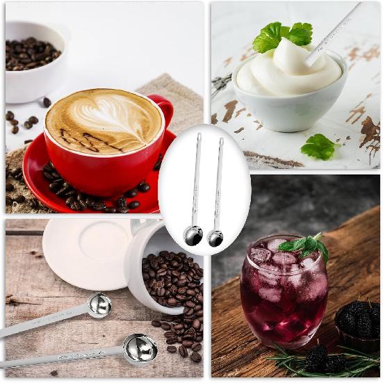 2Pcs 1 Tablespoon 2 Tablespoon Coffee Scoop Stainless Steel Long Handle Measuring Spoon 1 tbsp 2 tbsp Measuring spoon 15 ml 30 ml Coffee Scoop for