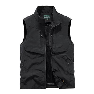Autumn Men's Outdoor Casual Vest Stand Collar Vest Large Size Loose Thin Sports Vest