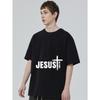 T-shirt Nera con Stampa Croce "Gesù Ti Ama" da Uomo Abbigliamento Casual Dichiarazione di Fede Cristiana Top Outfit Estivo