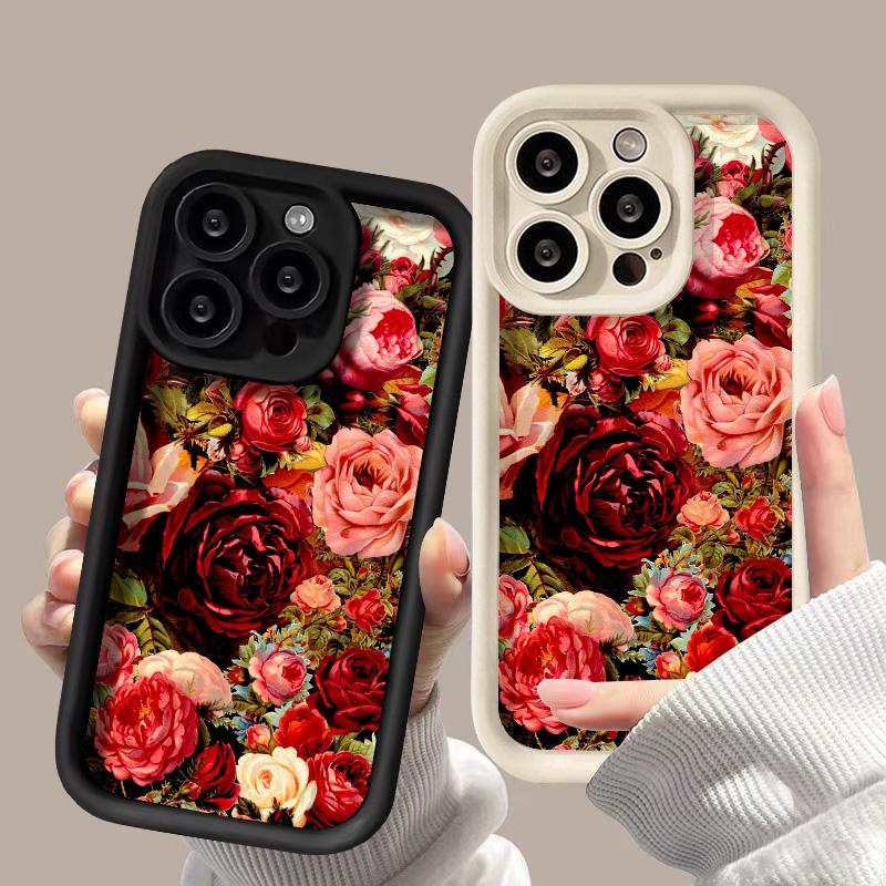 Flower Phone Case For iPhone 11 15 16 Pro Max 13 14 12 XS X XR 7 8 Plus SE 16promax Liquid Silicone Shockproof Soft Funda Cover