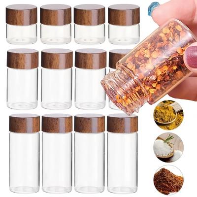 4 Stück Neue 10/20/30ml Glasflasche Holzdeckel Luftdichte Behälter Versiegelter Behälter Kaffeebohne Glasröhrchen Küche