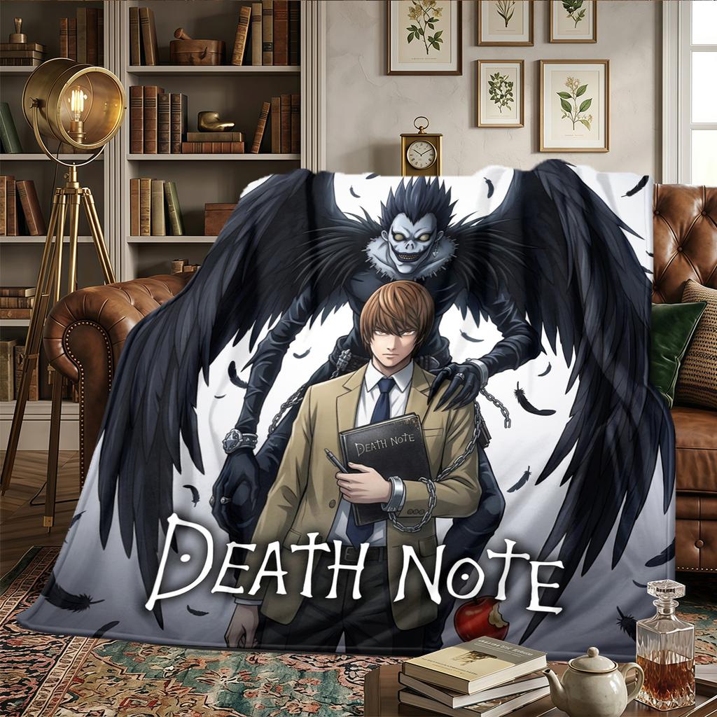 Death Note Flannel Blanket Printed Comfortable Warm, Fits Bedrooms, Sofas, Beds, Chairs, Picnics, Travel -HE19