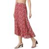 Red Floral Printed Flared Skirt Indian Women's Casual Wear Middi Skirt Dress