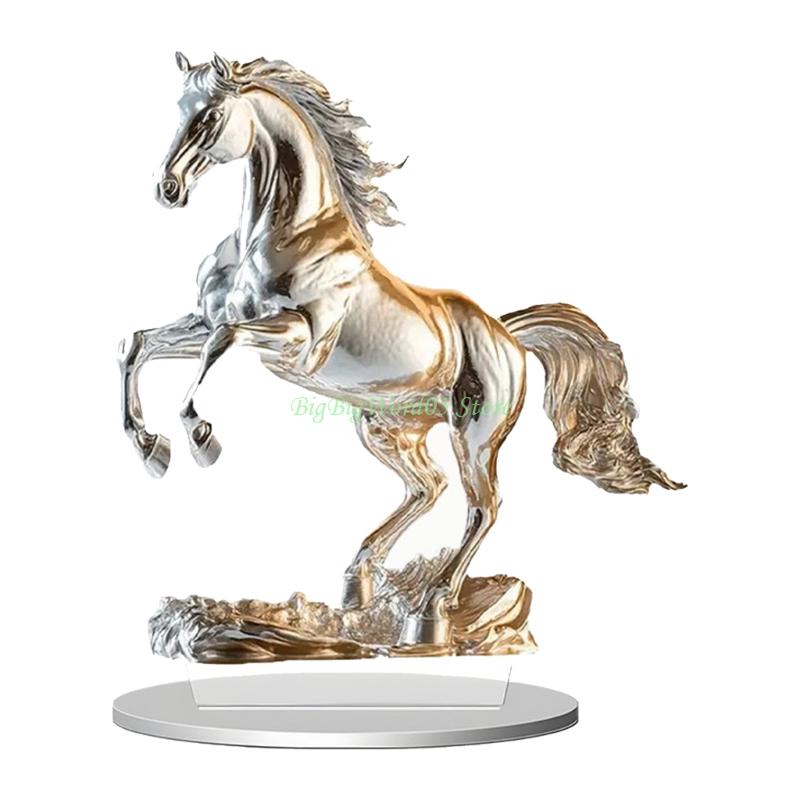 24TE Acrylic Horse Statues Animal Sculptures Collectible Figurines Home Decors