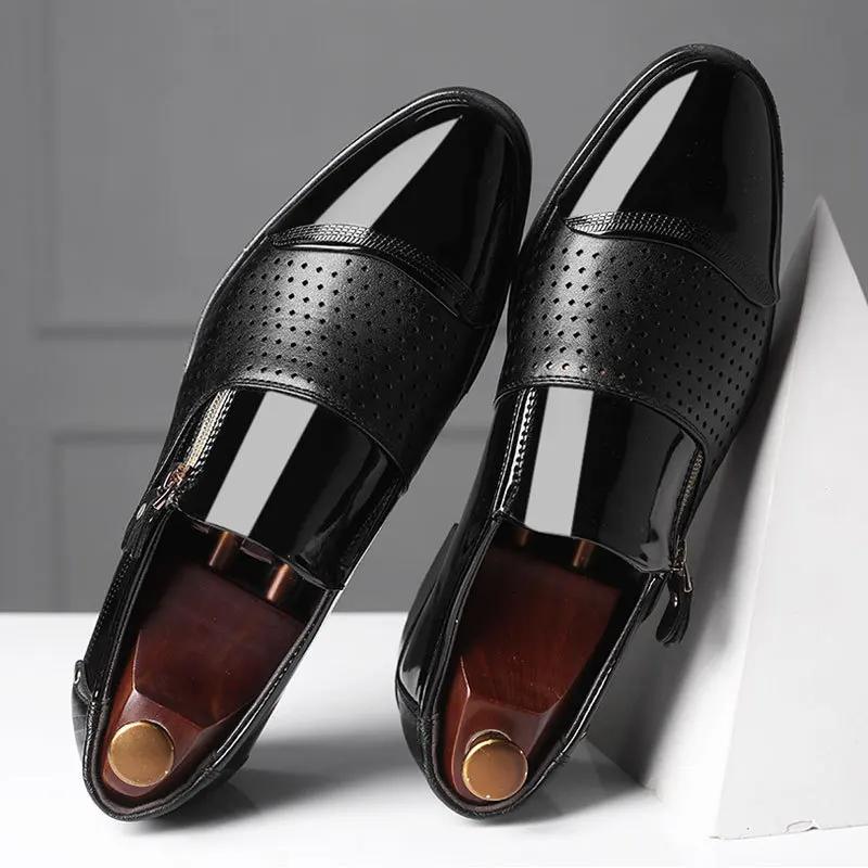 Mode Italienische Schwarze Formelle Schuhe Herren Slipper Hochzeitskleid Lackleder Oxford Schuhe für Herren Leder