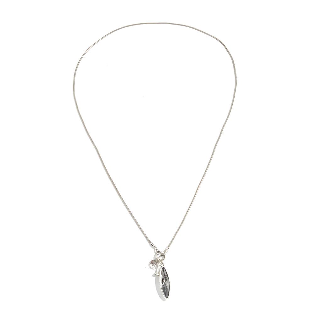 SHIXIN Trendy Rhinestone Geometric Long Pendant Necklace for Women Simple Stackable Snake Bone Chain Sweater Chain Daily Jewelry