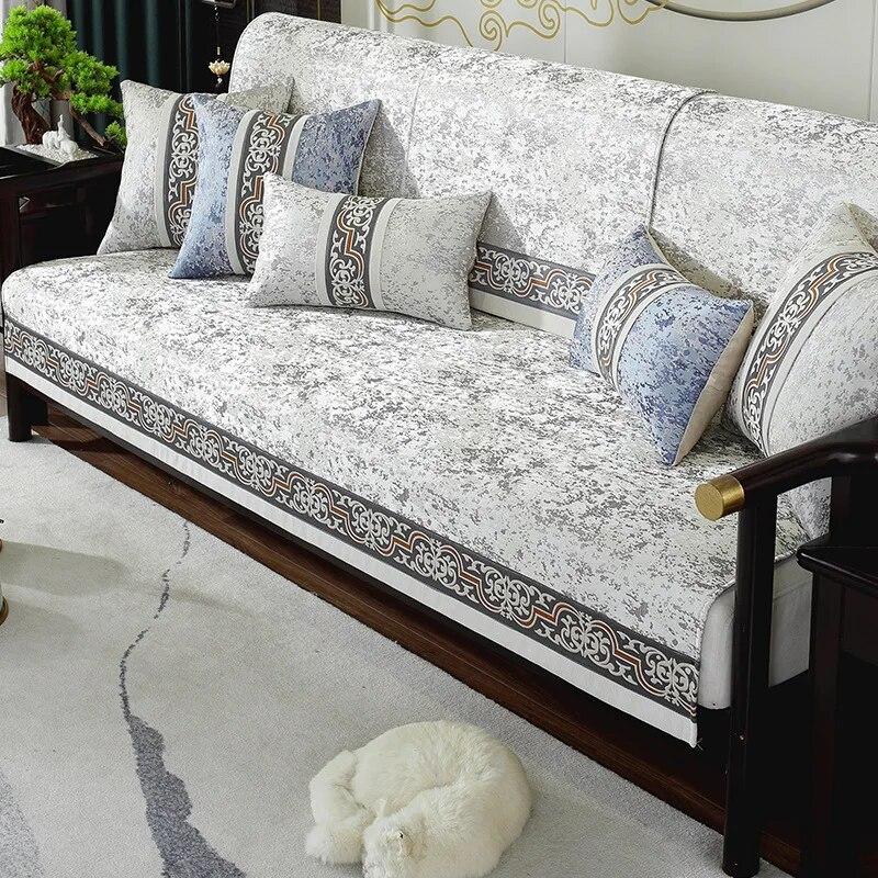 

Чехол на диван из шенилла в китайском стиле, нескользящий, пыленепроницаемый, высококачественный, классический, однотонный, для гостиной, кресла 70x70cm 1pcs