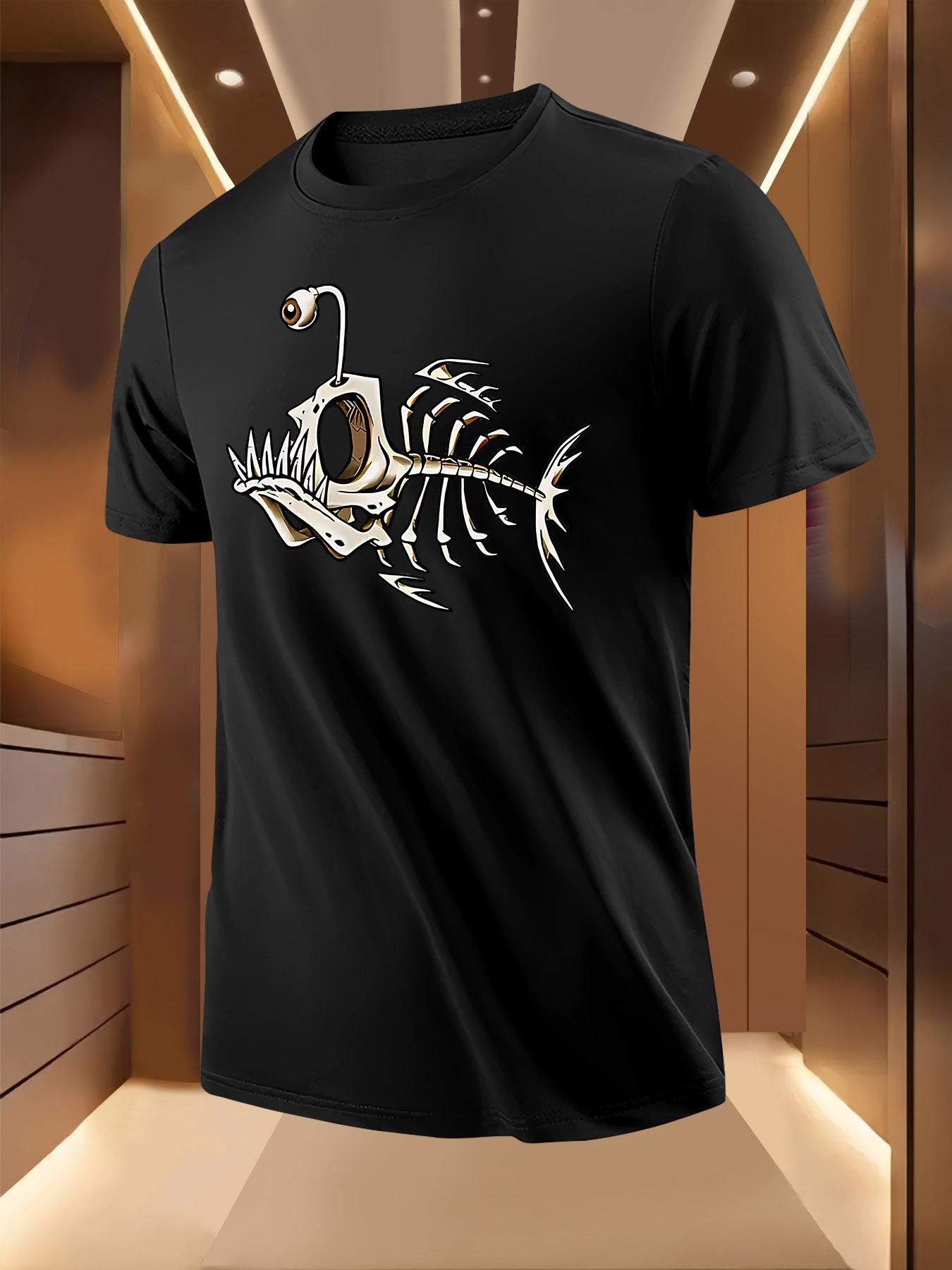 Fishbone Lanternfish Print Tshirt - Breathable Lightweigh... M