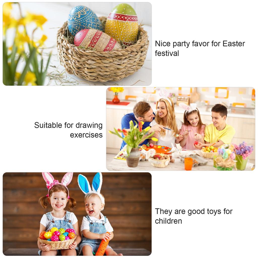 20Pcs DIY Doodle Eggs Kids Hand Painted Craft Flat Bottom Unfinished Wooden Easter Eggs for Painting Exercises