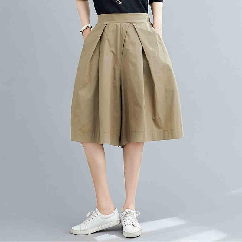 

ZANZEA Женские летние однотонные свободные повседневные широкие брюки пятого цвета 4XL хаки