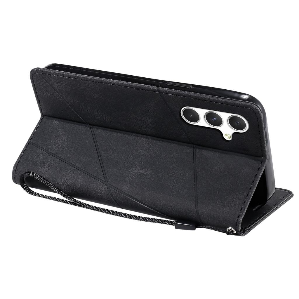 For Samsung Galaxy S25 FE Case Imprinted Lines PU Leather Splicing Wallet Phone Cover