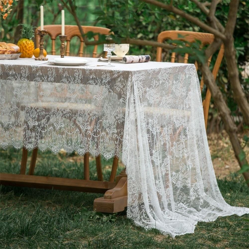 White Lace Party Tablecloth French Retro Valentine's Day Decorations Wedding Decoration Tablecloth Rectangular