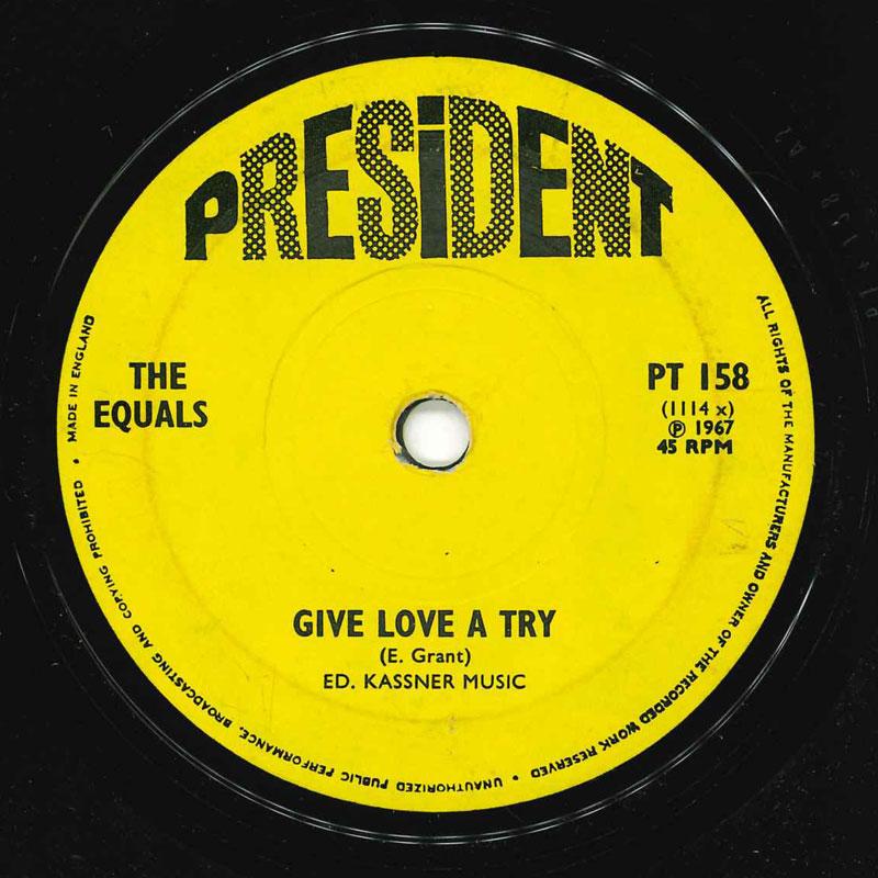 

7-дюймовая пластинка EQUALS Give Love A Try PT158 President Recor 1967 UK SoulFunk Б/у