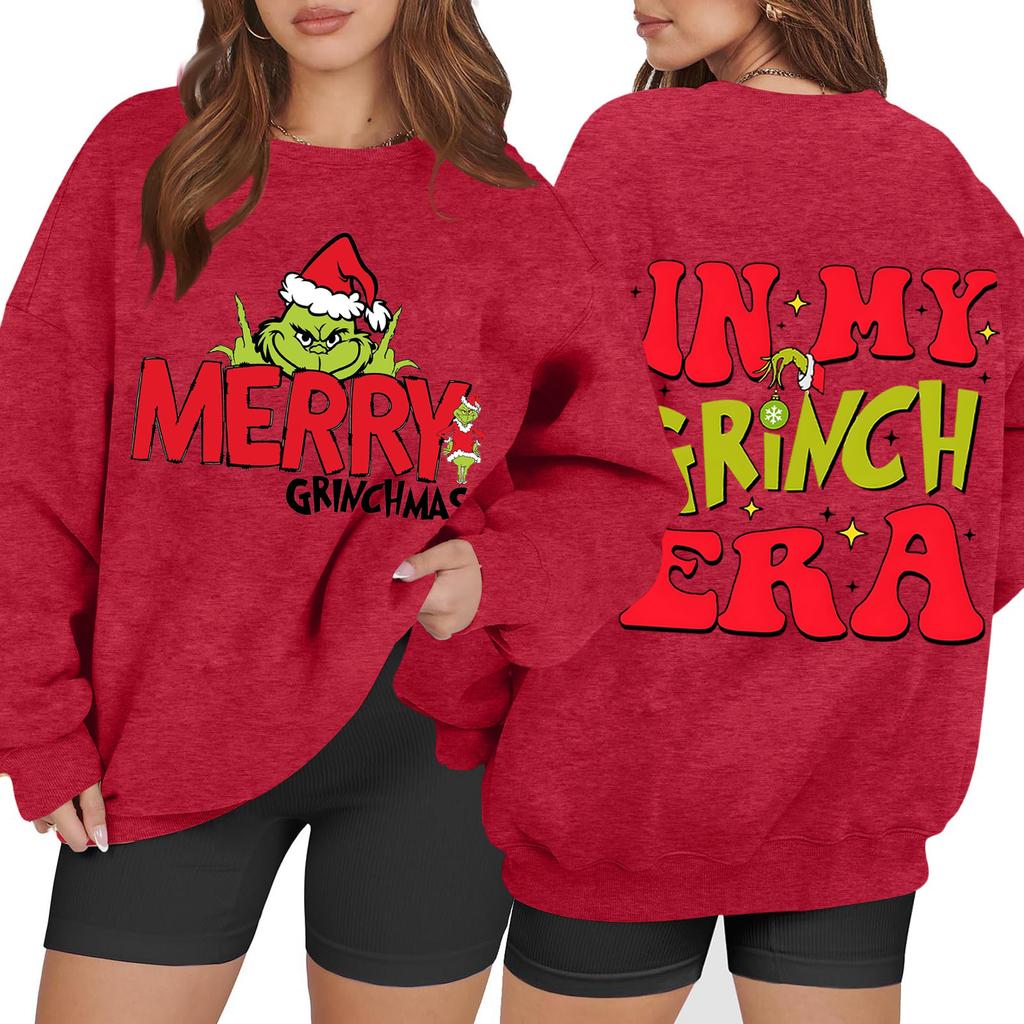 Women's Casual Fashion Long Sleeve Christmas Printed Round Neck Sweatshirt Top