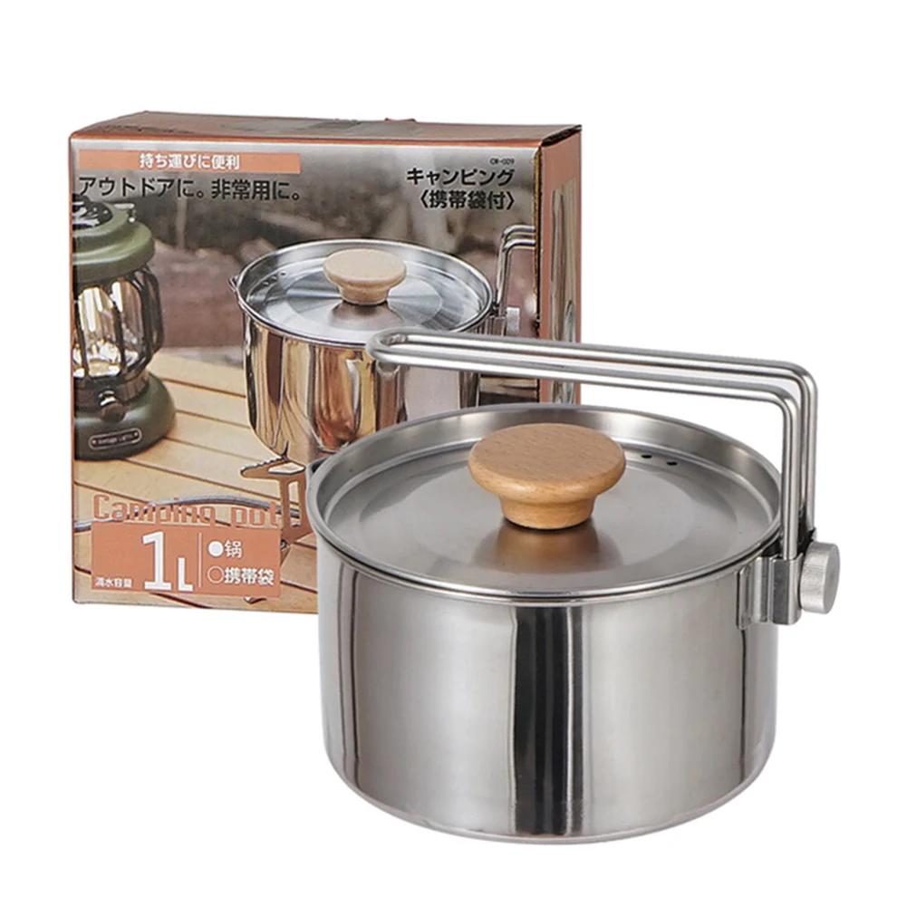 

Outdoor Camping Pot Set 304 Stainless Steel Bowl Picnic Tableware Portable Camping Cooking Cups Travel Hiking Equipment with Bag