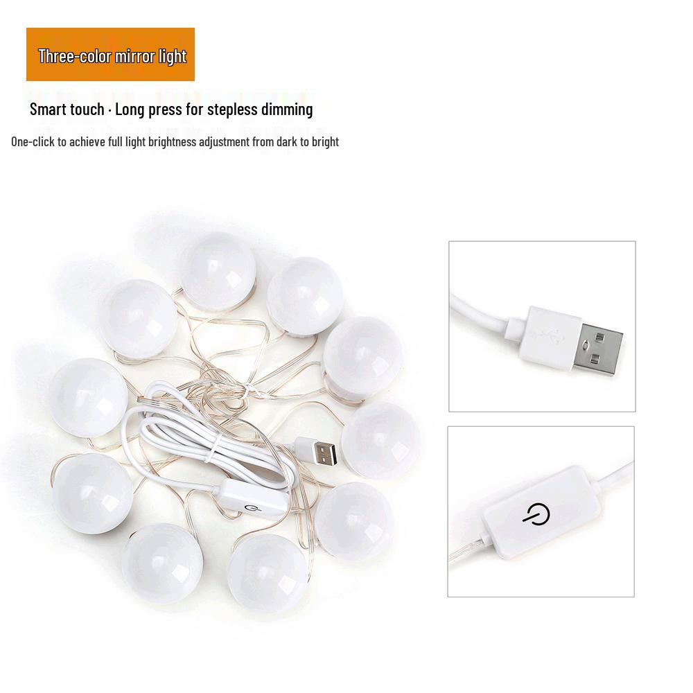 Three-Color LED Hollywood Makeup Mirror Lights with Bulbs