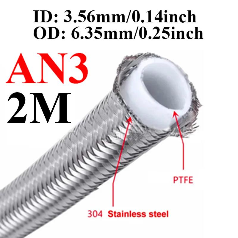 1~6M AN3 3AN Nylon Stainless Steel PTFE Brake Hose E85 Car Fuel Oil Turbo Cooler Line Pipe Tube + Swivel Hose End Fittings Set