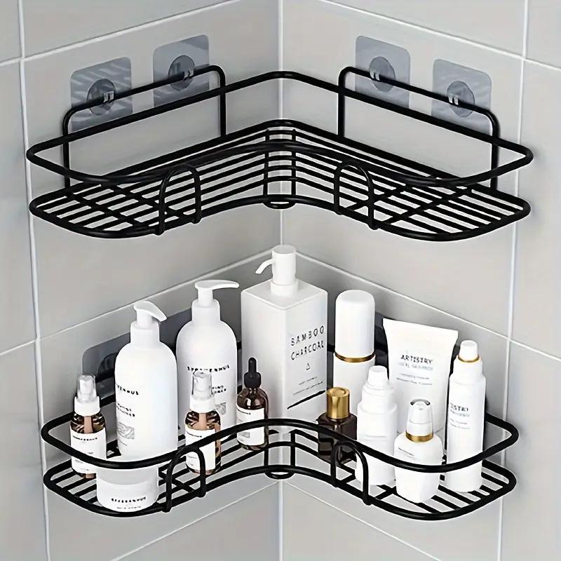 Punch-Free Corner Bathroom & Kitchen Storage Rack чёрный
