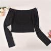 European & American Style Autumn/Winter Sexy One-Shoulder Backless Slim-Fit Long-Sleeve Crop Top for Women