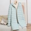 Autumn and Winter New Fashion Hooded Wavy Medium and Long Light Down Jacket Women's Zipper Jacket Warm Tide