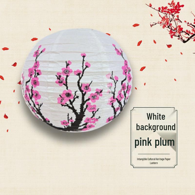 

Китайский бумажный фонарь с узором цветущей сливы для Праздника середины осени - Подвесное украшение в древнем стиле для улицы 12 inch/30 cm