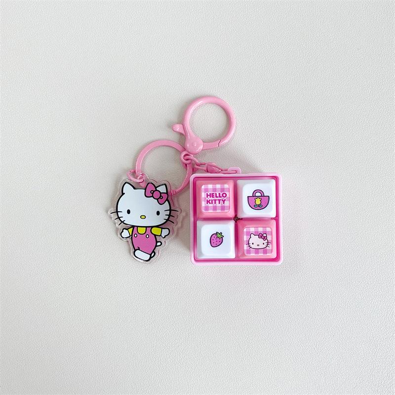 New Creative Four-Grid Electronic Button Sound Keychain Pendant Decor Cartoon Anime Figure Minecraft