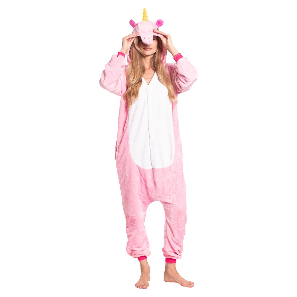 Damen Schlafanzug Overall Kigurumi Onesie Kostüm Pegasus Rosa 175-185 cm XL