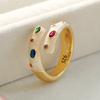Ventfille Copper Ring For Women Colored Crystal Gemstone Inlaid Enamel Bohemia Office Jewelry Gift Dropshipping