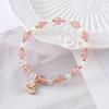 Natural Strawberry Crystal Bracelet Cute Swan Pink Jewelry Bangles Women Fashion Jewelry Accessories Gift