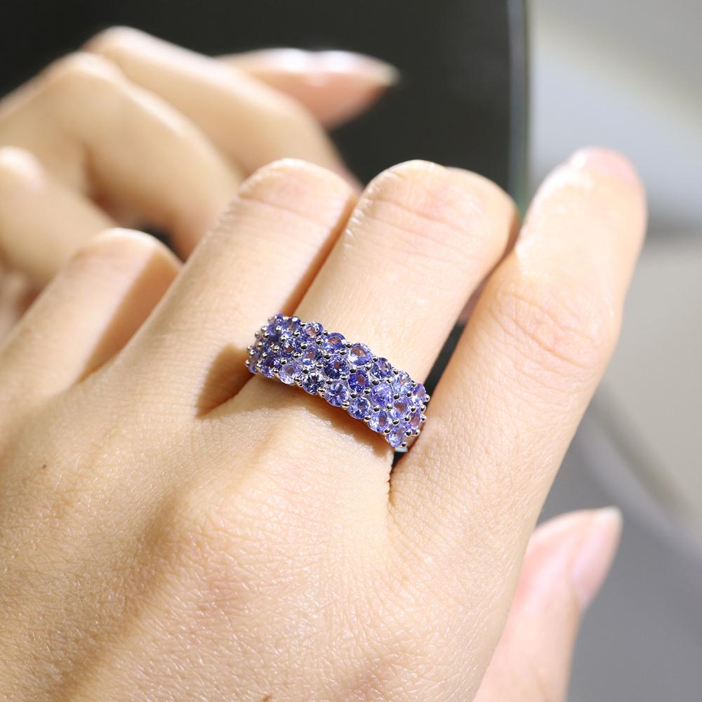 S925 silver Classic design natural blue Tanzanite Rings natural gemstone jewelry fine jewelry precious gift for women