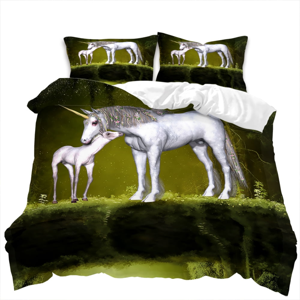 

Comforter Digital Printed Unicorn Design Queen Size Bedding Girl S Not Fading Soft And Comfortable Comforter (quilt)-EU Single(135*200cm)3pcs