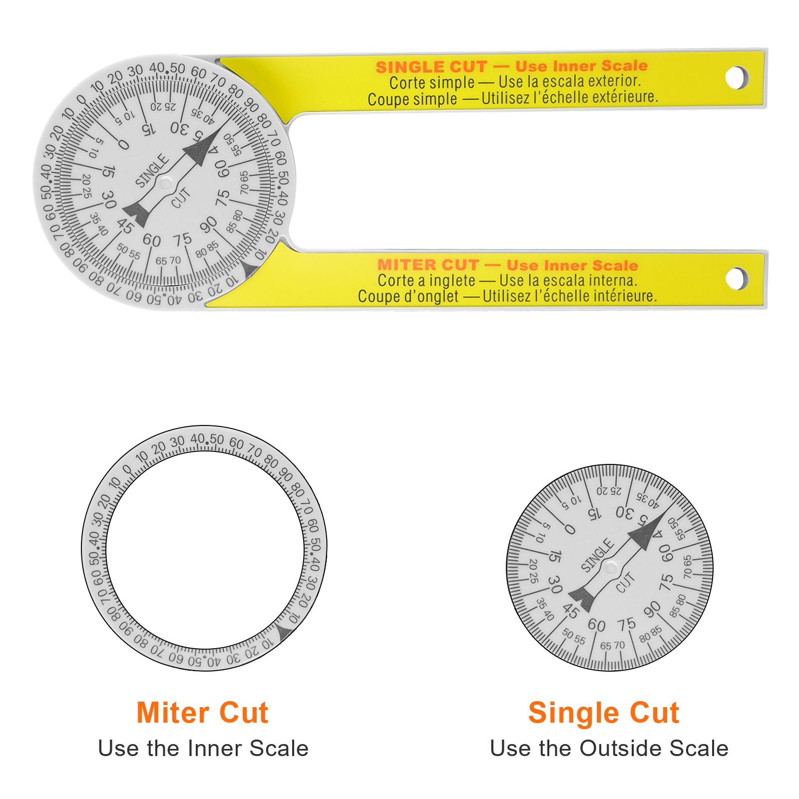 

7-дюймовый профессиональный алюминиевый транспортир для торцовочной пилы, нержавеющий инструмент для поиска углов, шкалы с лазерной гравировкой, высокая точность, деревообработка жёлтый