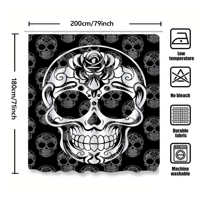 Tuniu Black Skull Pattern Shower Curtain Gothic Design Room Decor Cool Skull Art Bathroom Decor