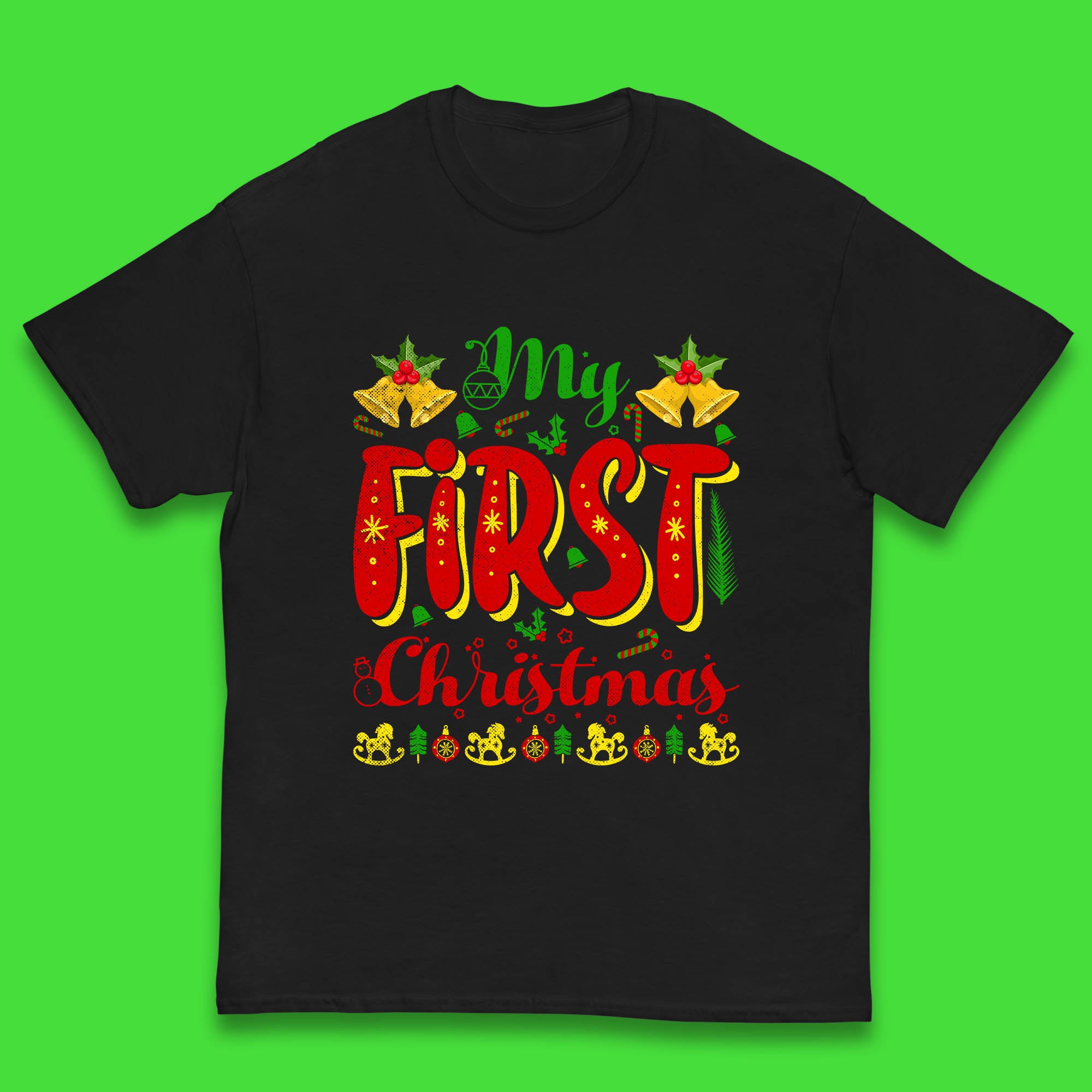 My First Christmas Jingle Bells Kids T Shirt Christmas Tree Top 100