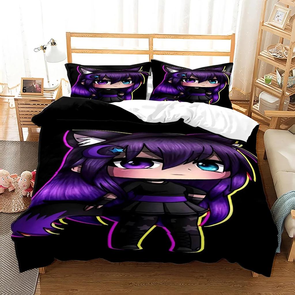 3D Printed Gacha Life Bedding Set 3pcs Duvet Cover Pillowcase Twin Queen Size for Boys Girls Kids Adult Home Textile