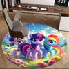 1pc My Little Pony Rainbow Dash Twilight Sparkle Princess Luna Round Carpet Office Chair Mat Non-Slip Rug Festival Gift Suitable for Home Decor Living